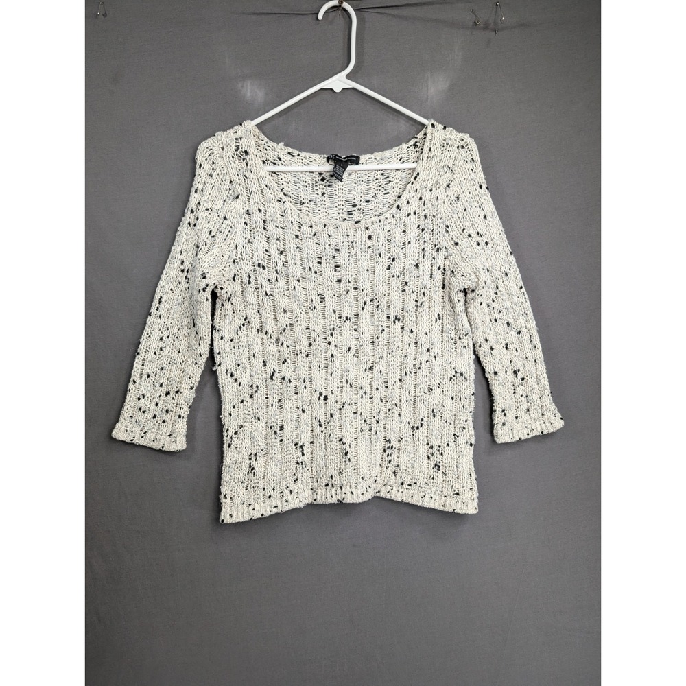 INC International Concepts Silver Black White Knit Sweater L